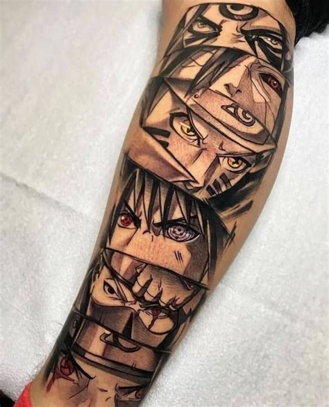 a man's arm with some tattoos on it and two different faces in the background