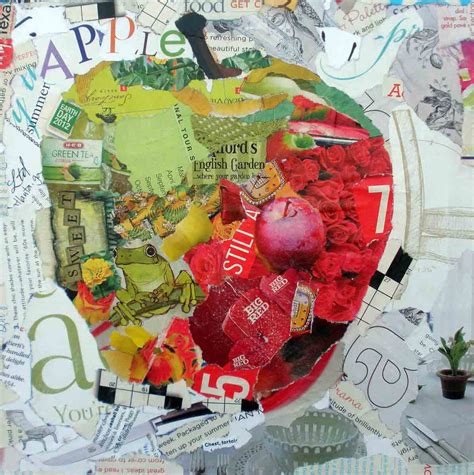 KaySmithBrushworks: Apple - torn paper collage