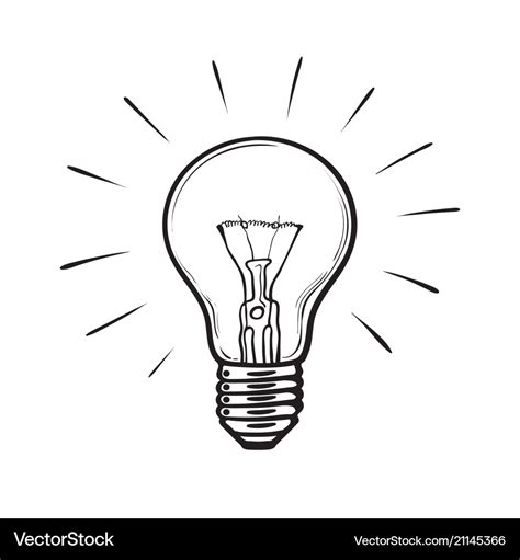 Sketch of glowing light bulb Royalty Free Vector Image