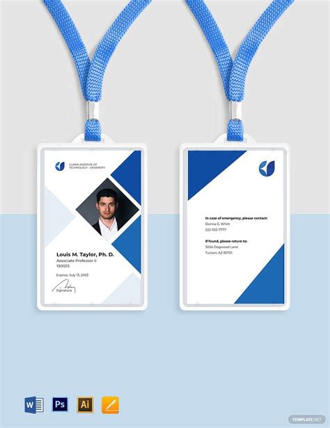 Faculty ID Card Template in Photoshop, MS Word, Illustrator, Pages, Portable Documents - Download