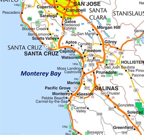 Monterey Area Road Map - Ontheworldmap.com