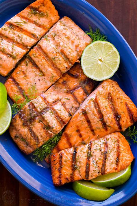 Grilled Salmon with Garlic Lime Butter (VIDEO) - NatashasKitchen.com