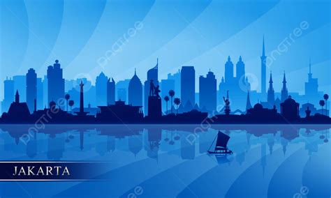 Jakarta City Skyline Silhouette Background Poster Template Download on Pngtree