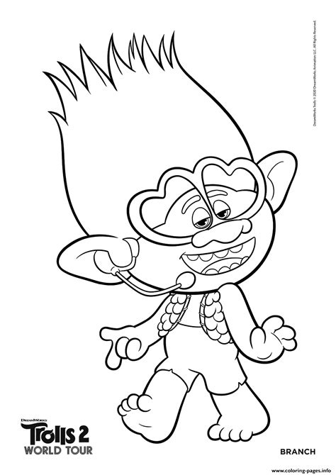 Trolls 2 Branch World Tour Coloring page Printable