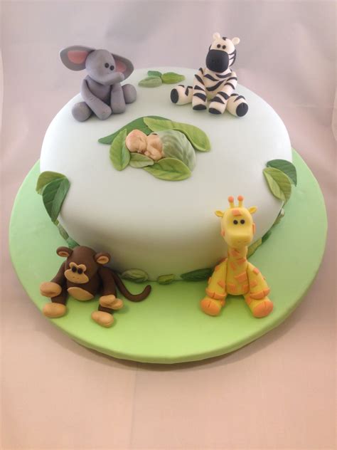 Animal safari baby shower cake — Baby Shower | Safari baby shower cake, Animal baby shower cake ...