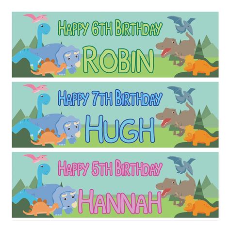 Dinosaur birthday banner personalised 2 pieces from £4.99, Free post