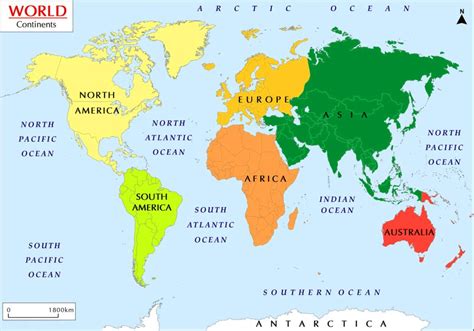 Map Of The 7 Continents And Oceans