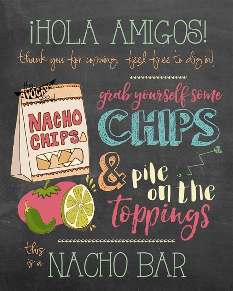 Chalkboard Nacho Bar Sign DIY Printing Dark Background and White Background INSTANT DOWNLOAD 2 ...