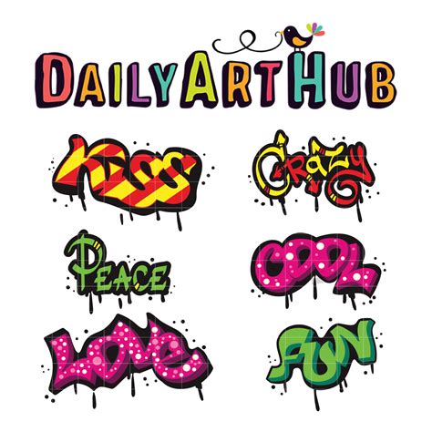 Cool Graffiti Words Clip Art Set – Daily Art Hub // Graphics, Alphabets & SVG