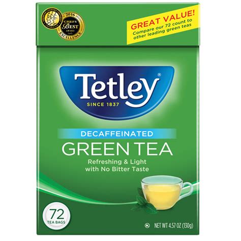 Tetley Decaffeinated Green Tea, 72 Count Tea Bags