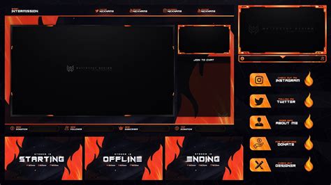 FLAME FREE STREAM OVERLAY TEMPLATE | PSD PACK - YouTube