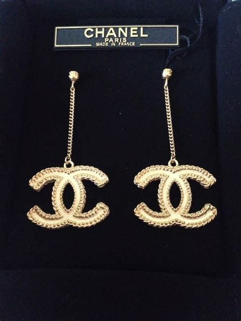 Chanel earrings for sale: Chanel Earrings LARGE CC LOGO Gold metal Hardware with Dangle Chain ...