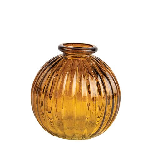 Glass Pumpkin Vase Amber - Grand Illusions