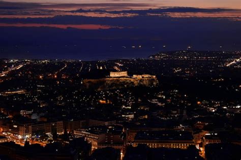 Premium Photo | Panorama of the athens acropolis at night