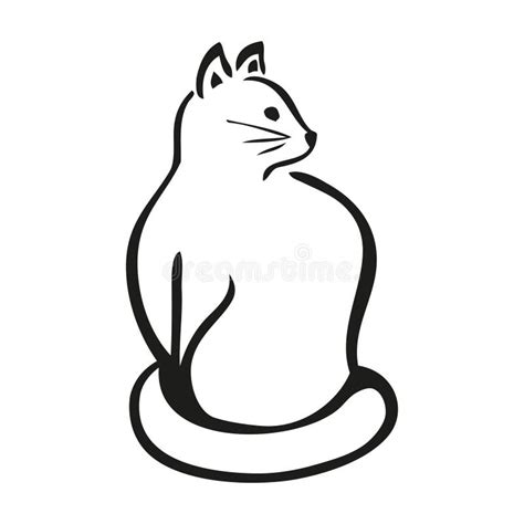 Simple Drawing of Black and White Cat Stock Vector - Illustration of background, profile: 154082340