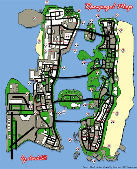 Grand Theft Auto: Vice City Stories Rampage Map (PNG) - Neoseeker Walkthroughs