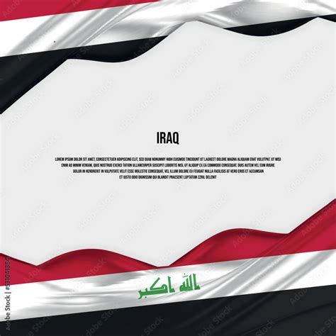 Iraq flag design. Waving Iraqi flag made of satin or silk fabric. Vector Illustration. Stock ...