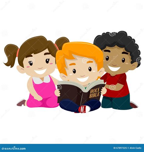 Children Reading Bible stock vector. Illustration of child - 67897325