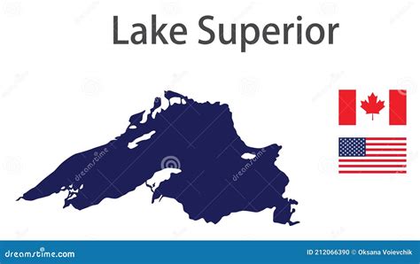 Silhouette of a Large World Lake, the Superior Stock Vector - Illustration of geography, global ...