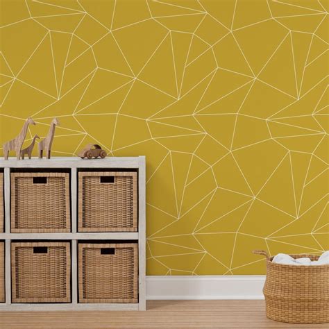 Gold Metallic Geo Abstract Lines Wallpaper | Spoonflower