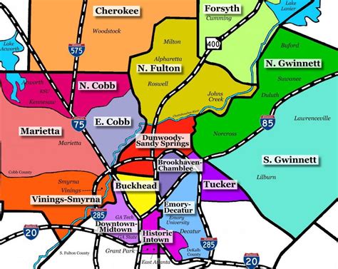 Atlanta suburbs map - Map of Atlanta suburbs (United States of America)