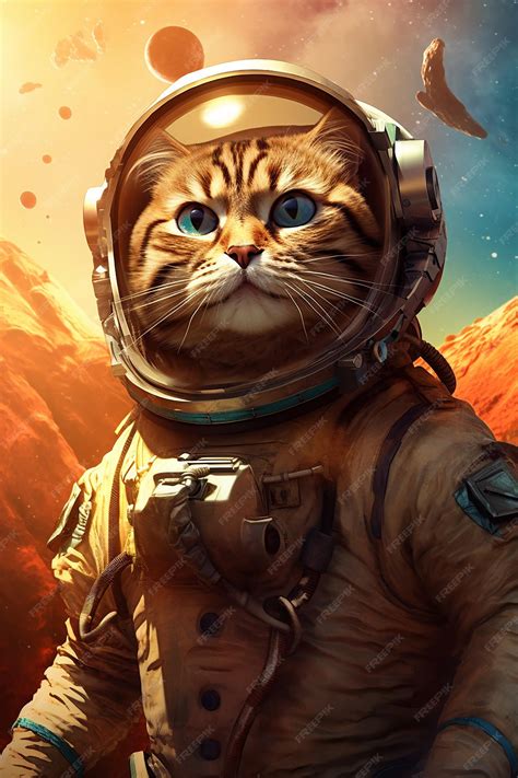 Premium AI Image | cat in a space suit