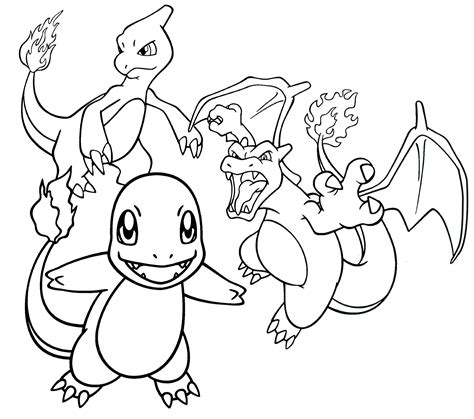 Charmander evolution coloring page - free and printable