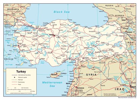 Large political map of Turkey with roads, railroads and major cities - 2006 | Turkey | Asia ...