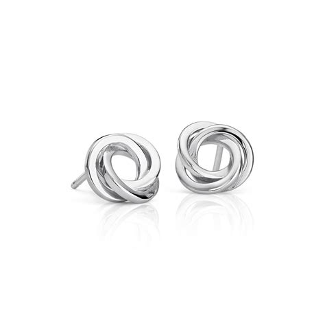 Flat Love Knot Stud Earrings in Sterling Silver | Blue Nile