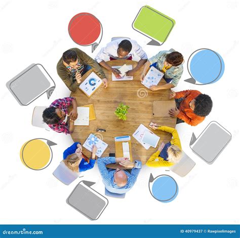 Diverse Group of People Around Table Stock Illustration - Illustration of diverse, gathering ...