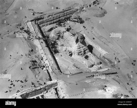 The Great Sphinx, Giza, Egypt - aerial photograph. Note the site is ...