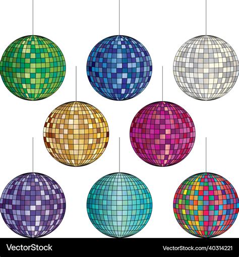 Colorful mirrored disco ball Royalty Free Vector Image