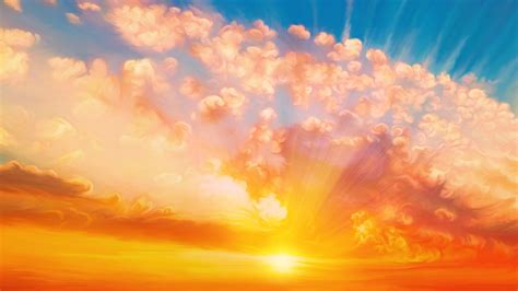 Download Cloud Sun Yellow Orange (Color) Sunset Sky Artistic Painting ...