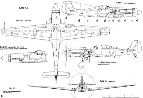 Asisbiz Artwork Focke Wulf Ta 152H0 blue print line drawing 1.72 scale 03