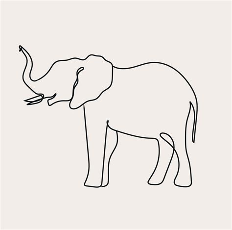 Minimalist Elephant Line Art, Wildlife, Simple Sketch, Black White Outline 21933629 Vector Art ...