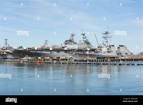 United States Navy ships in port at Naval Station Norfolk Stock Photo ...