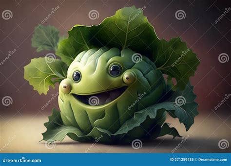 Cabbage cartoon character. stock illustration. Illustration of flower - 271359435