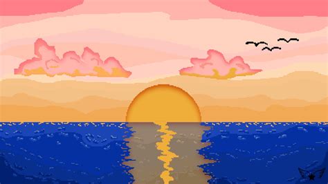 1920x1080 Pixel, Sunset, Pixel Art PNG, HD Wallpaper | Rare Gallery