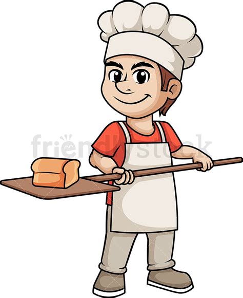 Bakery Man Baking Bread Cartoon Vector Clipart - FriendlyStock