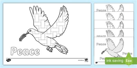 Mosaic Peace Dove Colouring Sheets,dove of peace - Twinkl