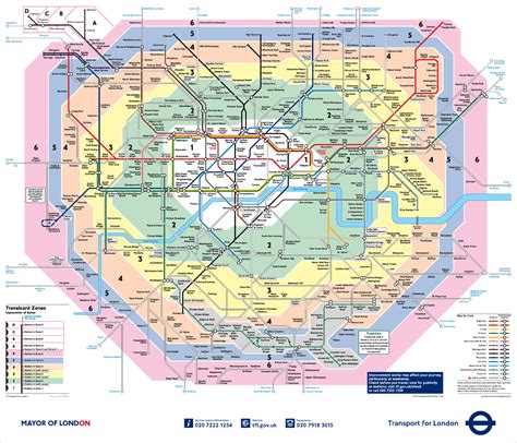 Large detailed public transport zones map of London city. London city large public transport ...