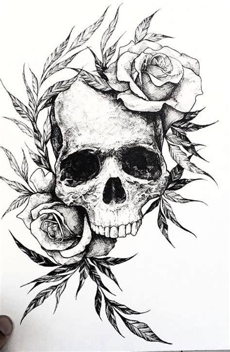 Skull Flower Drawing