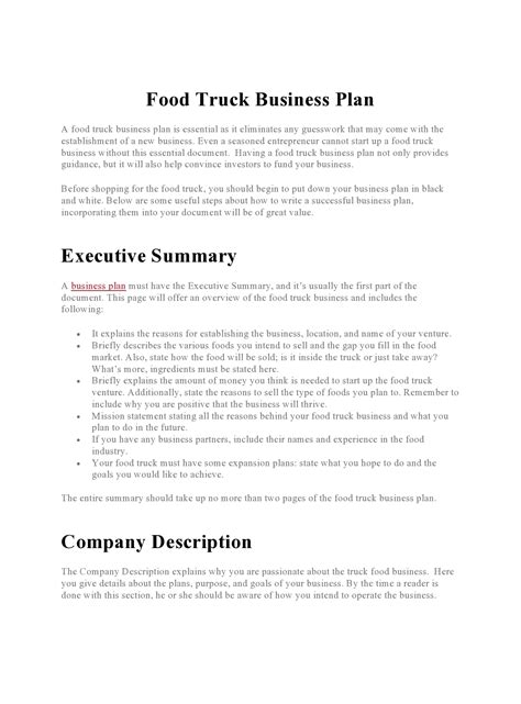 29 Proven Food Truck Business Plans (PDF, Word) - TemplateArchive