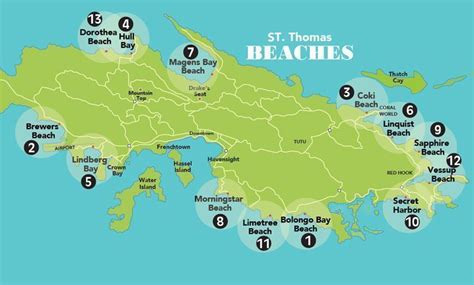 Beach Map St. Thomas USVI #St.Thomas | St thomas virgin islands, St thomas beaches, Virgin ...