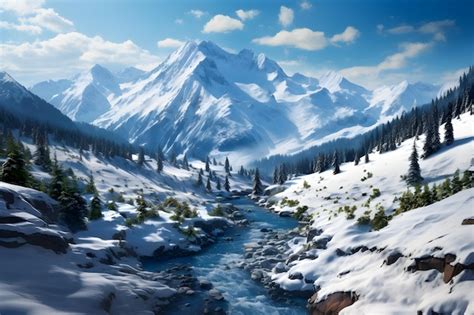 Premium Photo | Majestic Snowy Mountain Range Desktop Wallpaper