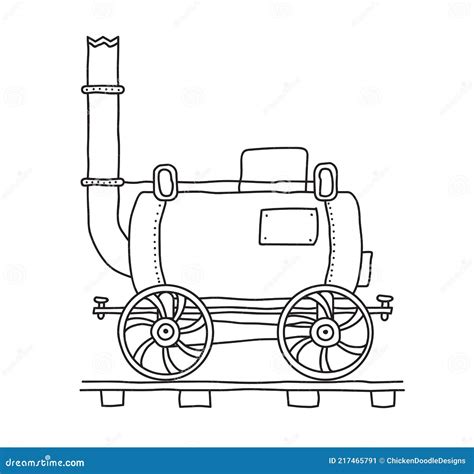 Old Fashioned Steam Engine Locomotive in a Hand Drawn Doodle Sketch ...