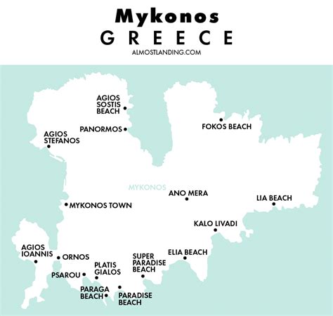 Mykonos Map Beaches - canvas-point