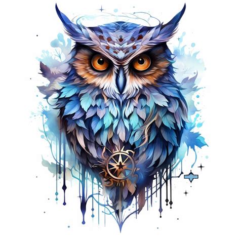 Premium AI Image | Mystical Forest Owl Tattoo with Celestial Elements