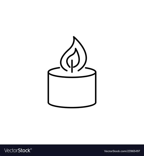 Candle burning flame outline icon signs Royalty Free Vector