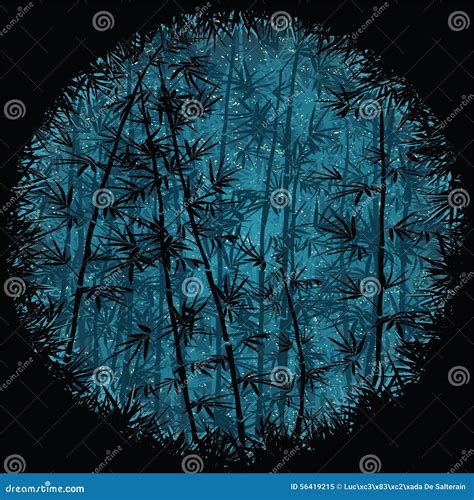 Bamboo Forest at Night stock vector. Illustration of blue - 56419215